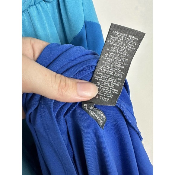 Vince Camuto Blue Chevron Maxi Dress Stretch Halter Sleeveless Sz 4 Color Block - Picture 6 of 9